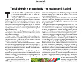 Baronesa Helić: Pad Orbána je prilika – moramo je iskoristiti