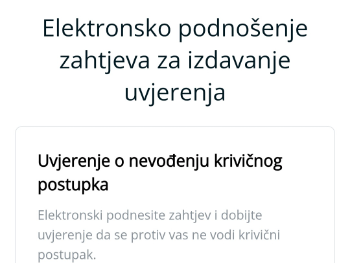 Uvjerenje o nevođenju krivičnog postupka od sada možete dobiti online