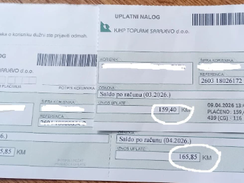 Veći računi za centralno grijanje u Kantonu Sarajevo, ko je plaćao 159 KM, sada plaća 165 KM