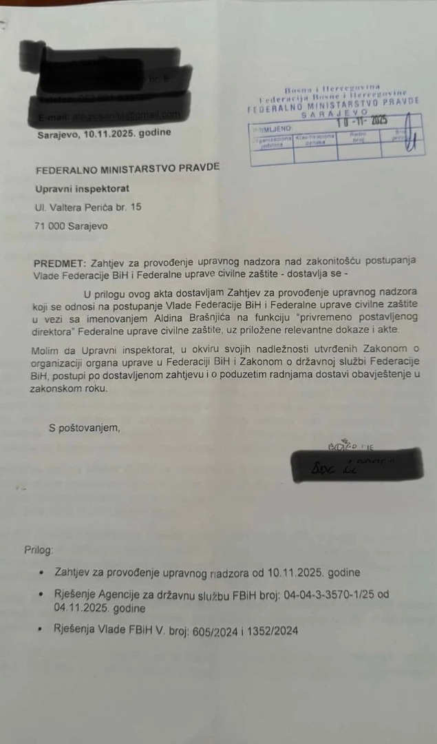 Inspekcija češlja radnike Federalne uprave civilne zaštite, a šta je s privremeno postavljenim direktorom? - slika 5