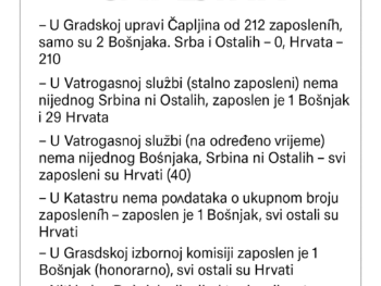 Aparthejd u Čapljini. Najavljeno primanje novih uposlenika gradskih vlasti. Rampa za Srbe i Bošnjake!