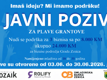Omladinska banka Zenica otvorila poziv za mlade poduzetnike: Dostupna tri granta do 8.000 KM