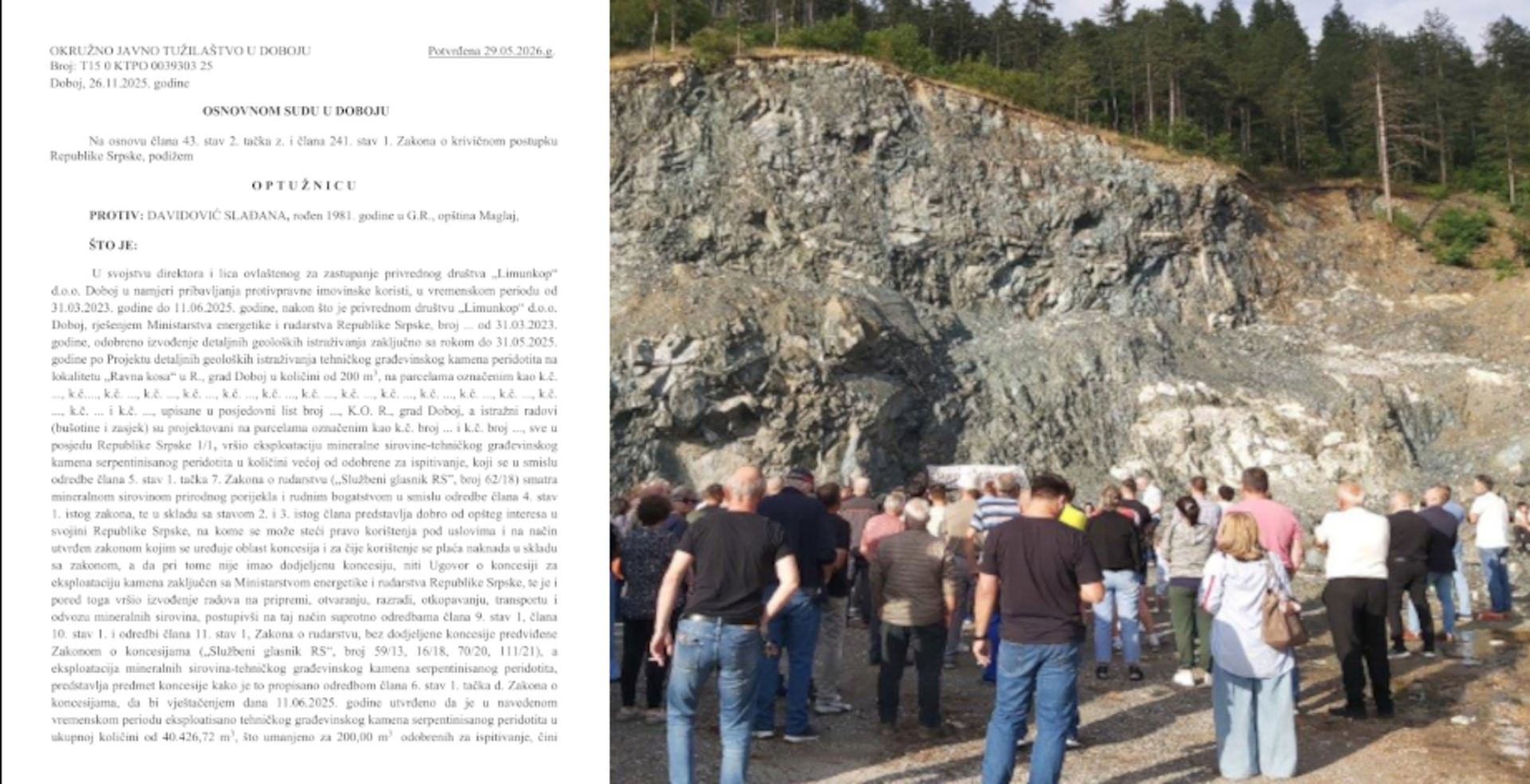 Potvrđena optužnica zbog navodne nezakonite eksploatacije kamena na Ozrenu: Aktivisti traže poništenje koncesije - slika 1