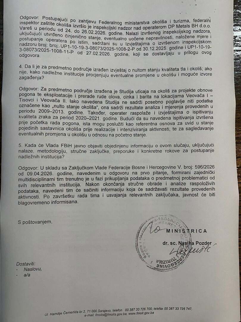 Gratz upozorio na nalaze olova u krvi stanovnika Vareša: Institucije nemaju potpune podatke - slika 10