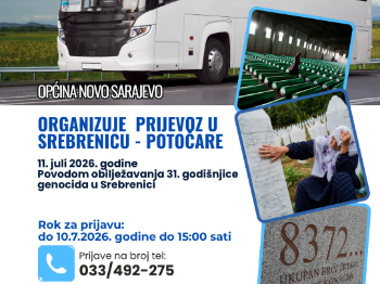 Općina Novo Sarajevo obezbijedila besplatan prijevoz za građane koji žele prisustvovati obilježavanju godišnjice genocida u Srebrenici