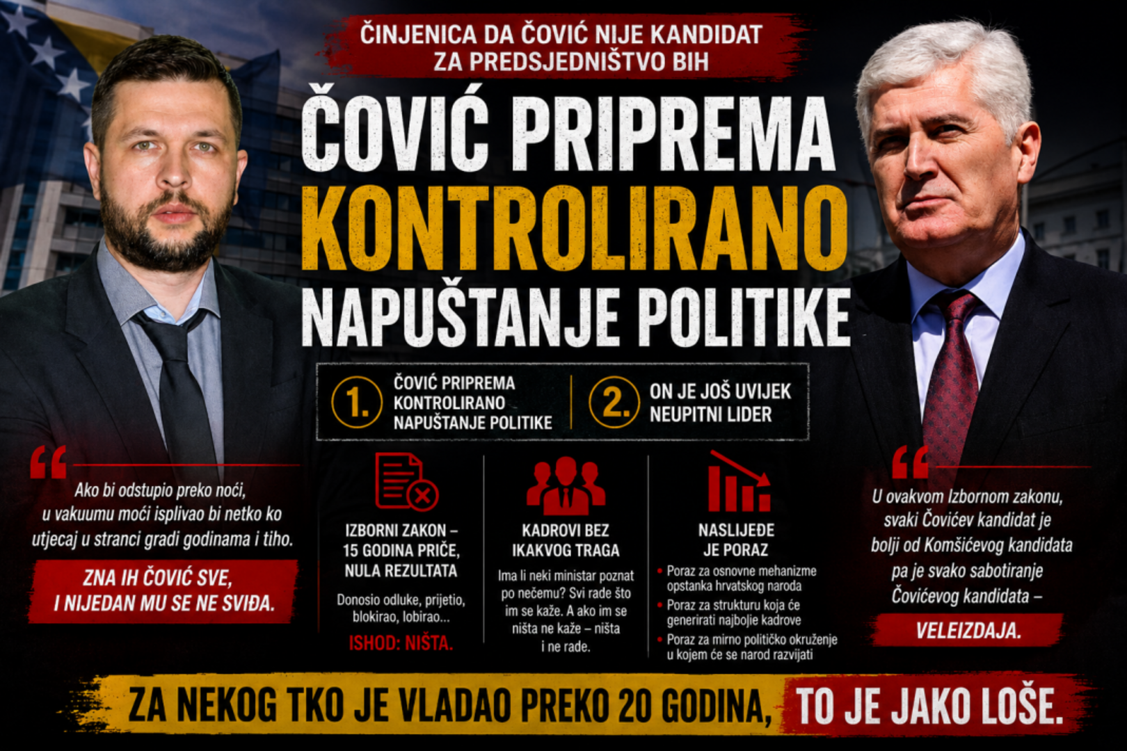 Tvrtko Milović: Čović priprema kontrolirani odlazak, ali njegovo političko naslijeđe je – poraz - slika 1