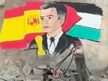 Djevojčica u Gazi naslikala mural s likom španskog premijera