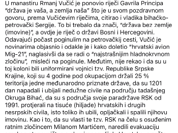 Historičar Franjo Jurić reagovao na Vučićevu posjetu USK: Mir se ne može graditi na selektivnom tumačenju historije