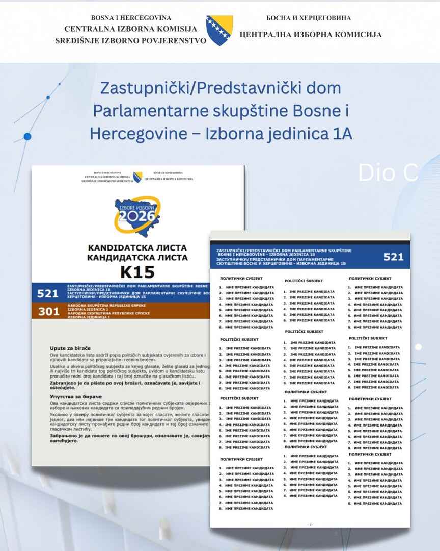 CIK BiH objavio kako će izgledati glasački listići za Opće izbore 2026. godine - slika 8