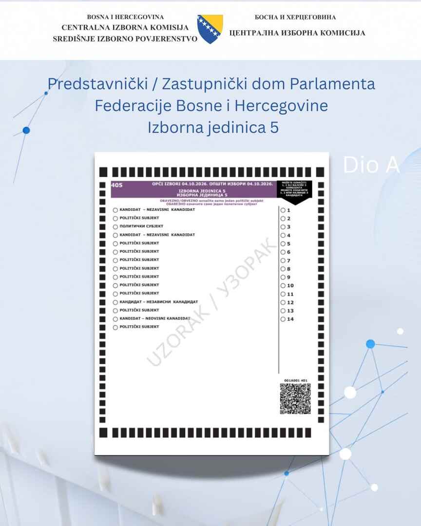 CIK BiH objavio kako će izgledati glasački listići za Opće izbore 2026. godine - slika 5