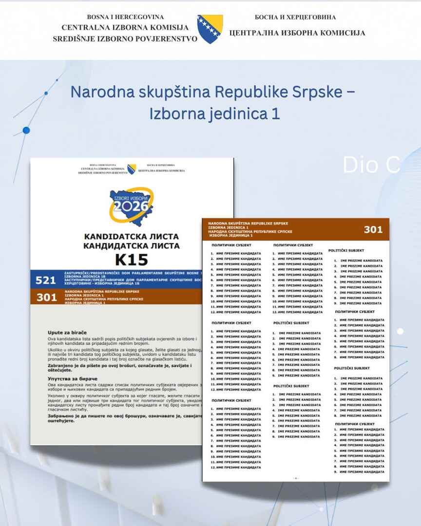 CIK BiH objavio kako će izgledati glasački listići za Opće izbore 2026. godine - slika 2