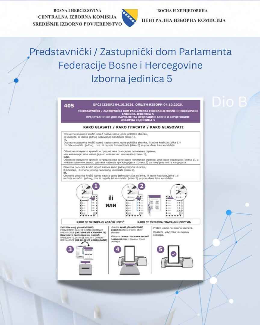 CIK BiH objavio kako će izgledati glasački listići za Opće izbore 2026. godine - slika 6