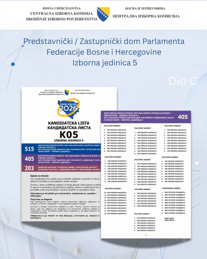 CIK BiH objavio kako će izgledati glasački listići za Opće izbore 2026. godine - slika 7
