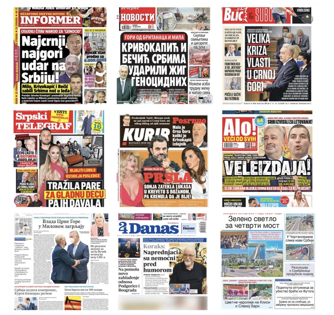 Ludilo bez kraja: Naslovnice jutrošnjih novina u Srbiji - slika 1