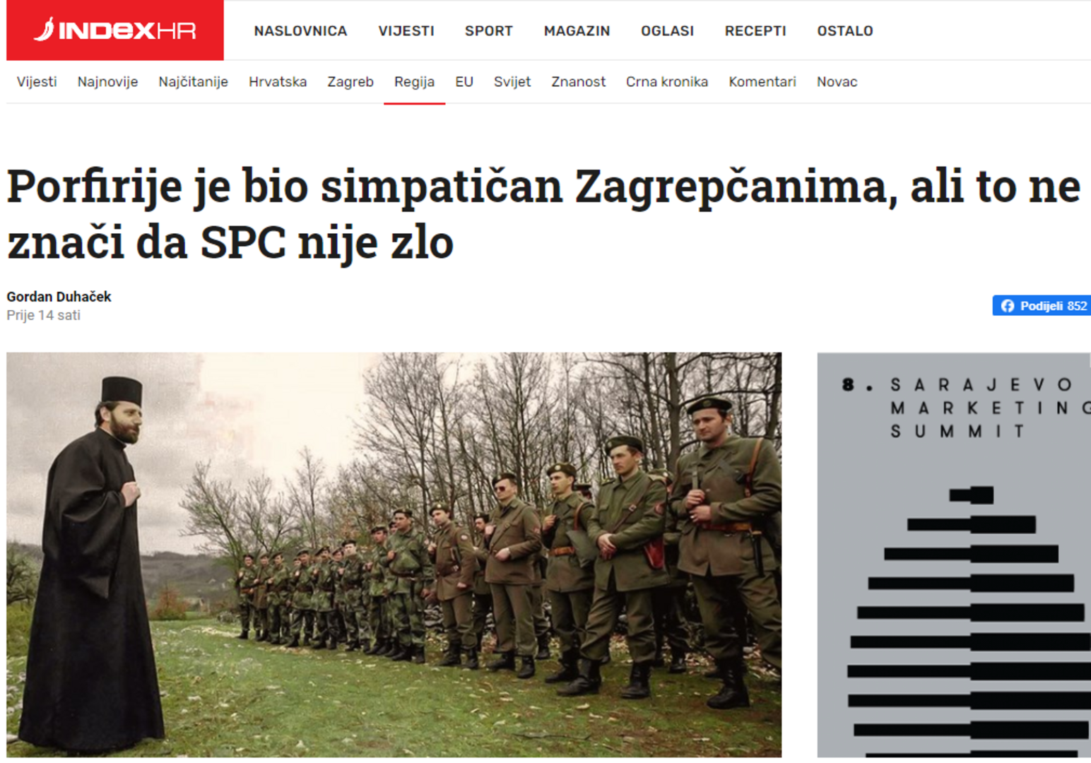 Index.hr: Porfirije je bio simpatičan Zagrepčanima, ali to ne znači da SPC nije zlo - slika 1