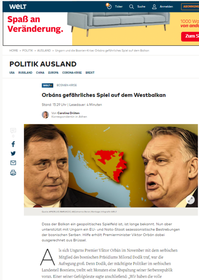 Welt: Opasna Orbanova igra na zapadnom Balkanu - slika 1