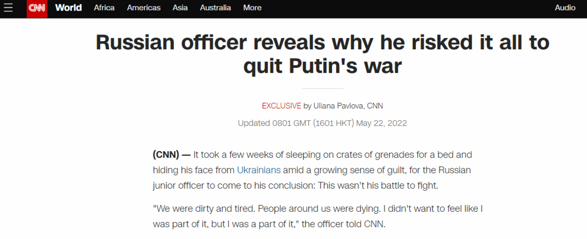 Ruski oficir za CNN govori zašto je riskirao sve da napusti rat - slika 1