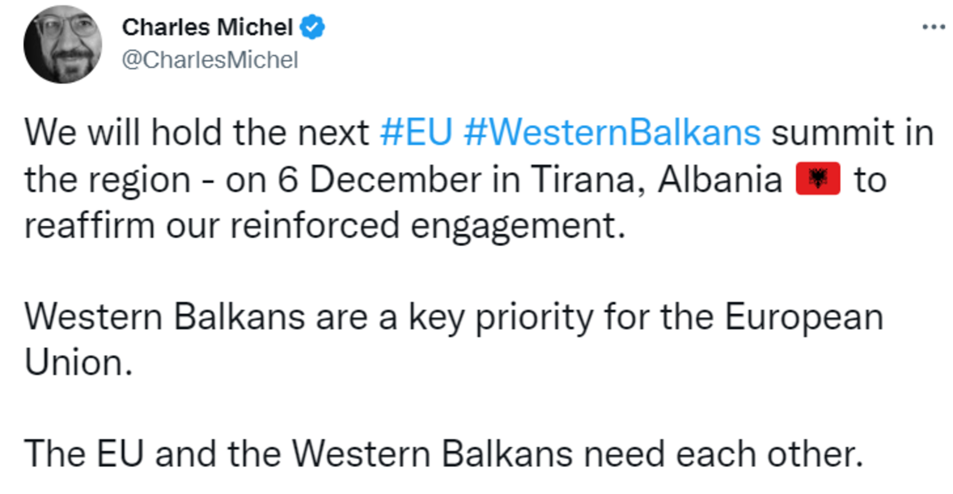 Michel: Samit EU - zapadni Balkan u Tirani 6. decembra - slika 1