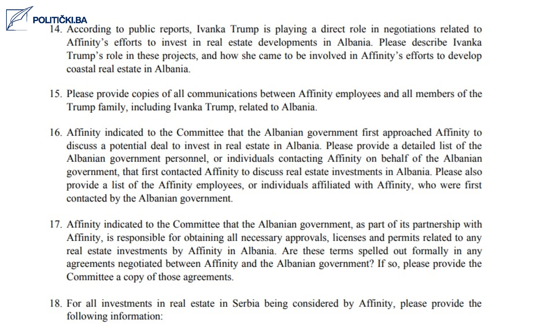 Senat SAD istražuje poslove Trumpovih u Srbiji i Albaniji - slika 4
