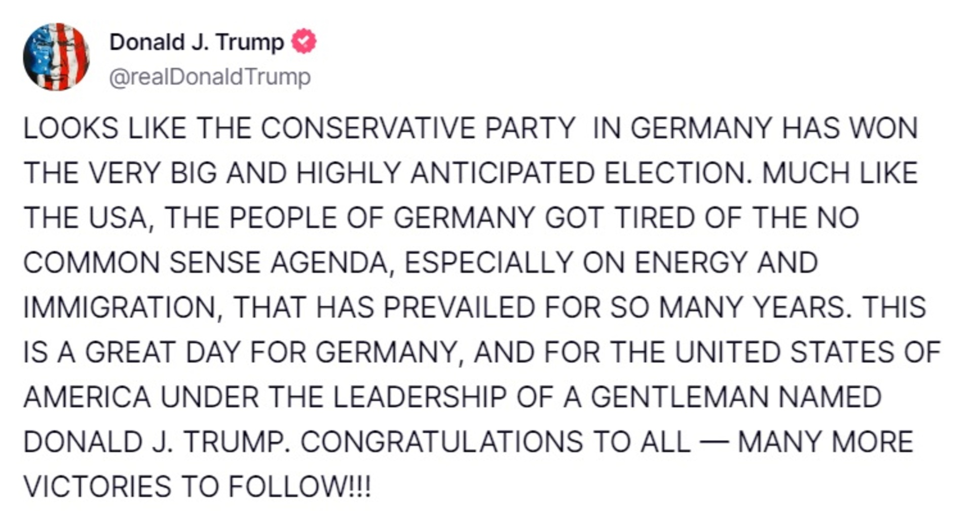 Trump na rezultatima izbora u Njemačkoj čestitao sebi! - slika 1