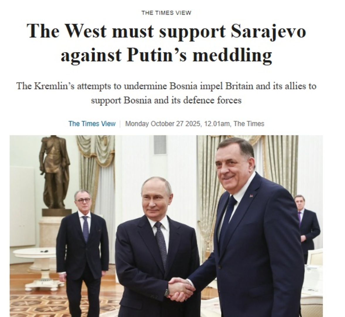 Zapad mora podržati Sarajevo protiv Putina - slika 1