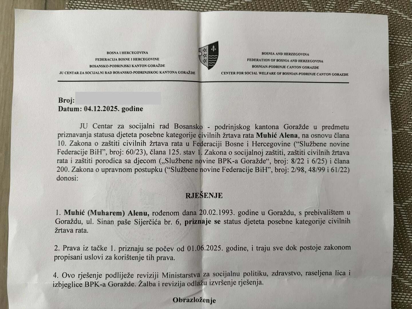 Alen Muhić priznat kao civilna žrtva rata - slika 5