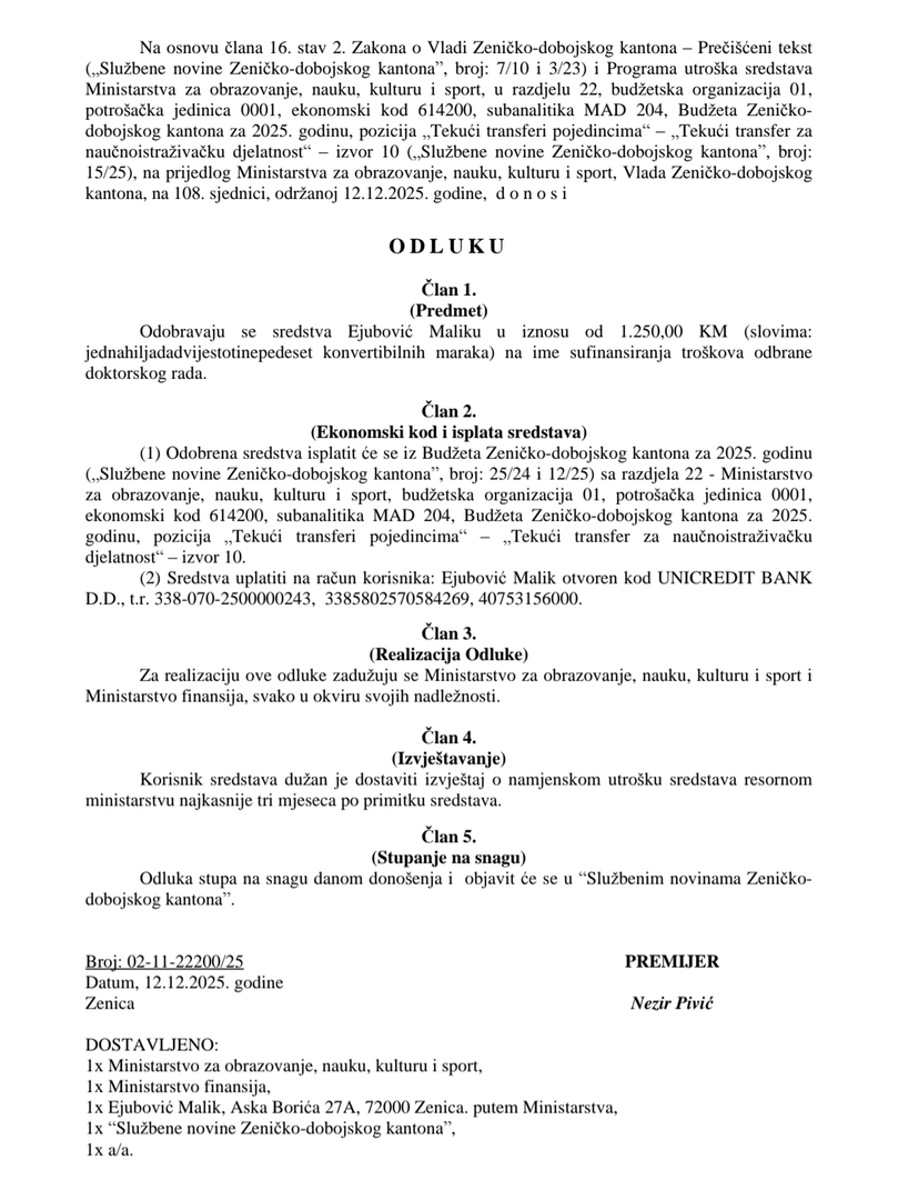 Parlamentarcu SDP-a i vijećniku SDA isplaćena pomoć iz budžeta za troškove studija - slika 4