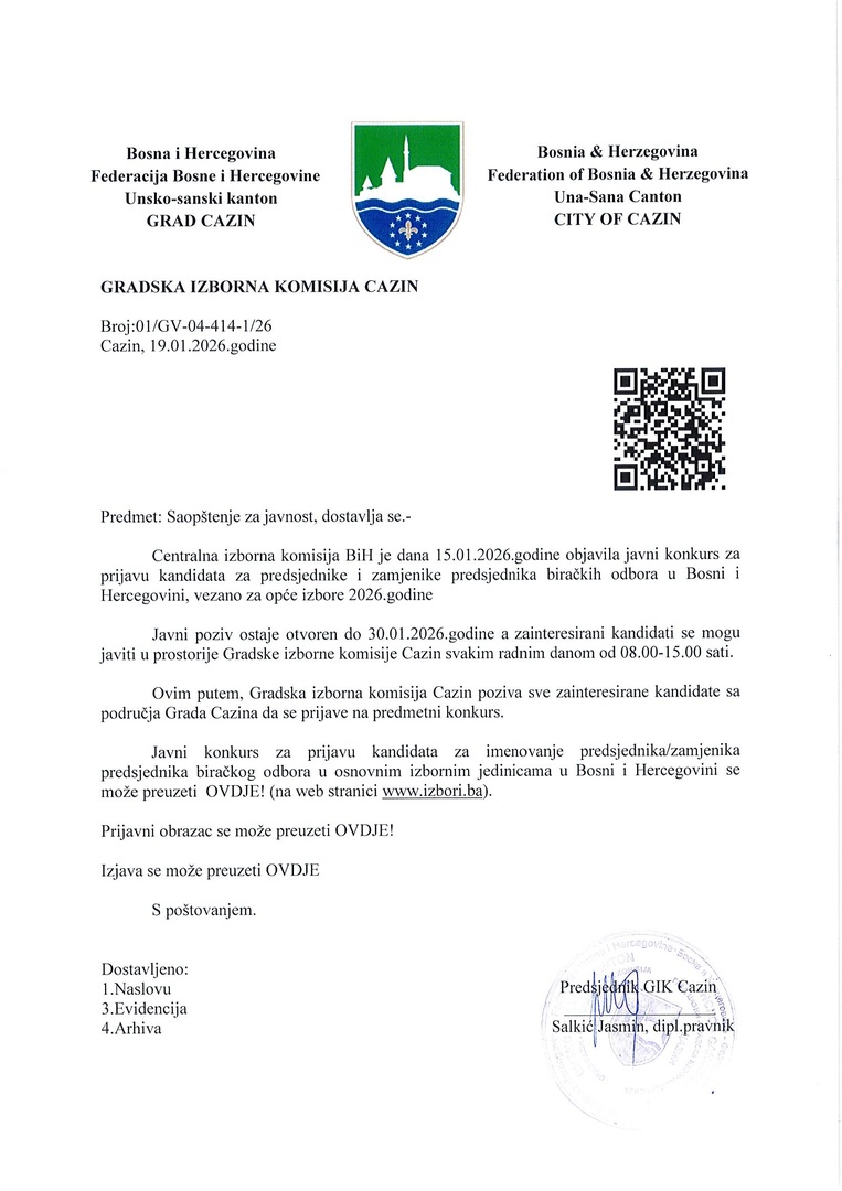 Cazin: Biraju se predsjednici i zamjenici predsjednika biračkih odbora - slika 1