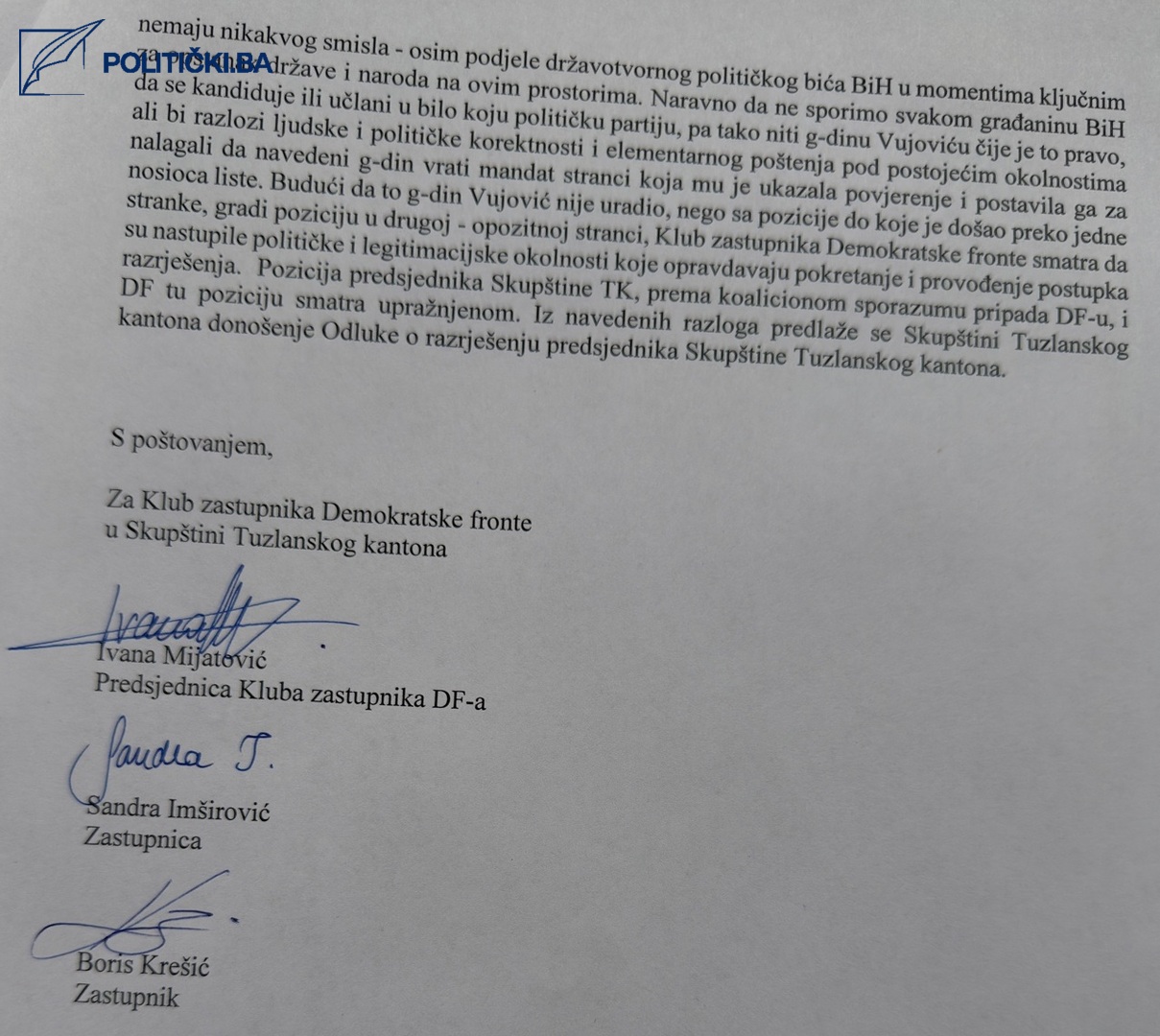 Je li na pomolu nova kriza vlasti u TK: DF zahtjeva smjenu Vujovića - slika 3