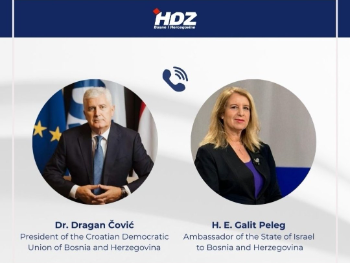 Peleg zahvalila Čoviću: "Hrvati BiH su na pravoj strani historije"