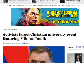 Pritisci na američki univerzitet zbog gostovanja Milorada Dodika