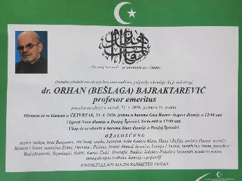Određen termin za dženazu dr. Orhanu Bajraktareviću